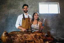 Bride-Groom-Serve-Guests-BBQ-JJ (1)