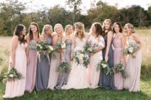 Bride-And-Bridesmaids-In-Meadow-MW