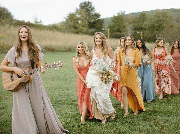 Bridesmaids-Walk-Across-Meadow-Music