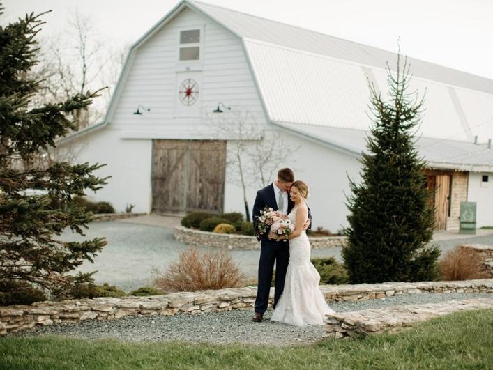Bride-Groom-Embrace-Gravel-Walkway